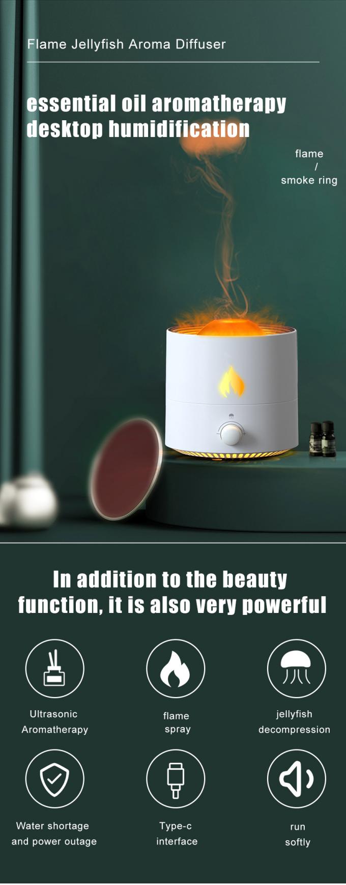 Jellyfish Fire Volcano Humidifier Air Diffuser Wholesale Portable Flame Oil Essential Aroma Mini Volcanic Diffuser 0