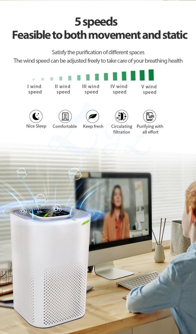 2022 New Purificador De Aire Hepa Desktop Ionized Air Purifier Negative Ion True Hepa Filter Portable Air Purifier Manufacturer 8