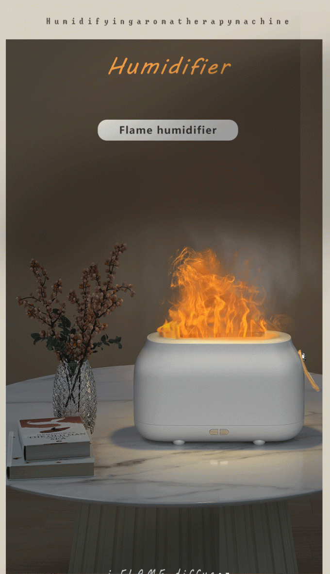 Dropshipping Humificador Rgb Light 180Ml Christmas Humidifier Ultrasonic Flame Oil Diffuser Humidifier Flame Dropshipping 1