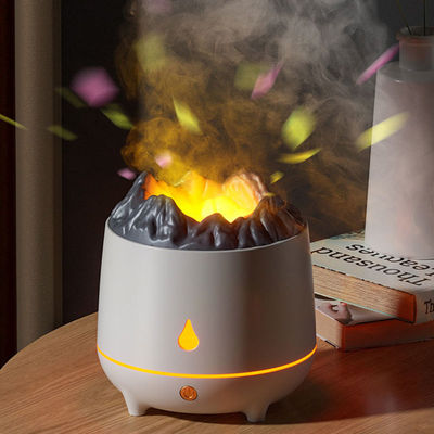 kopen Nieuwe Mini 400 ml Flame Air Humidifier Ultrasone Olie Diffuser Warm Light Simulatie Vulkan Flame Aroma Diffuser Humidifier online manufacture